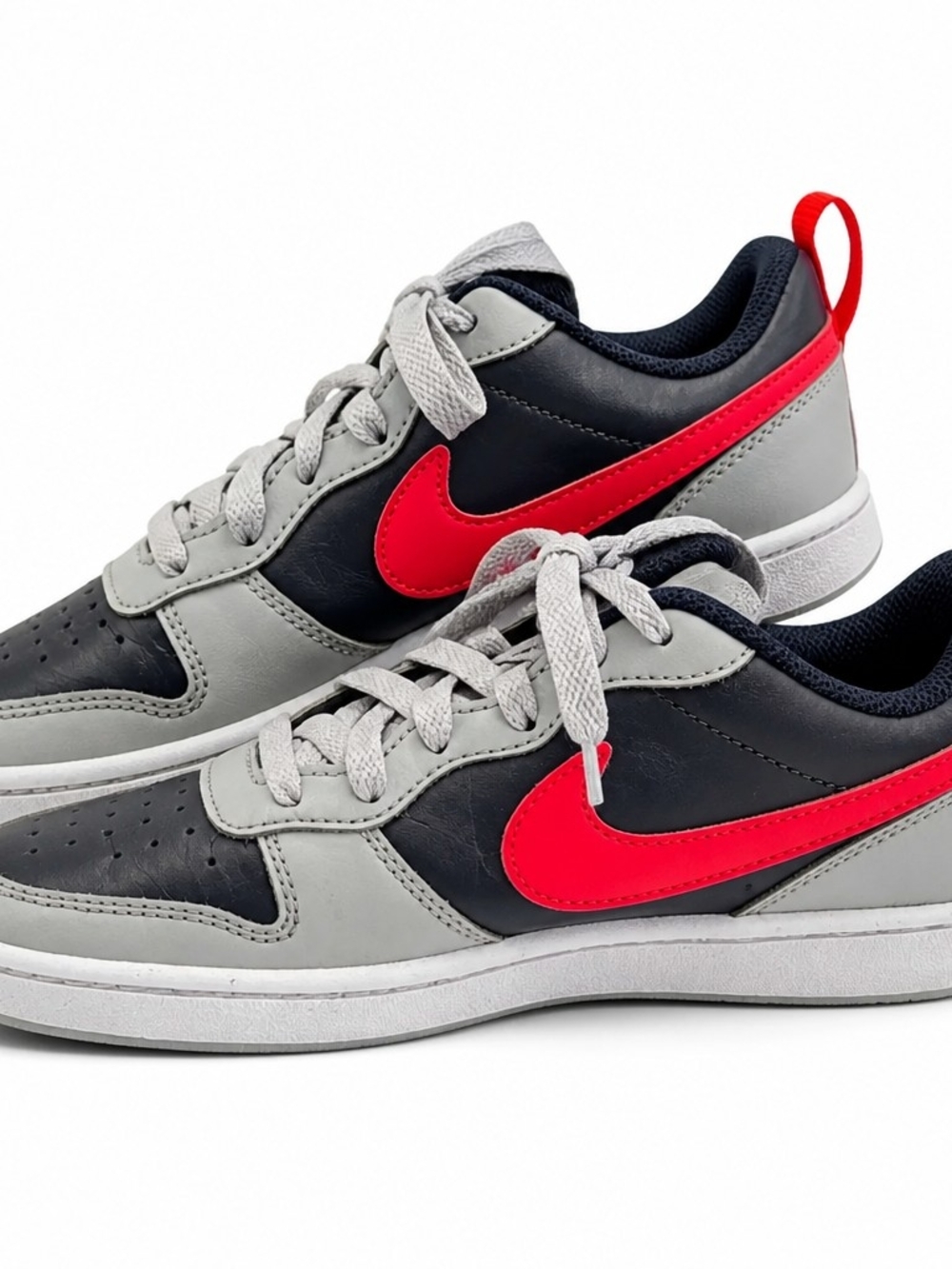 Nike Court Borough Low Recraft GA Kids 4Y Gray Black Red Sneakers DV 5456-003